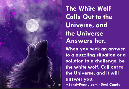 The White Wolf Calls Out to the Universe, wolf, moon, purple, meme